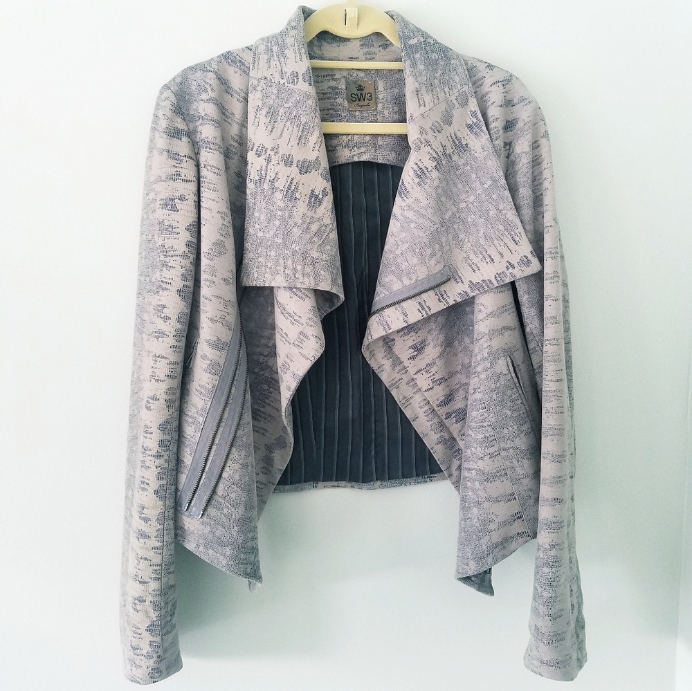 SW3 Bespoke Faux Leather Zipper Jacket Distressed